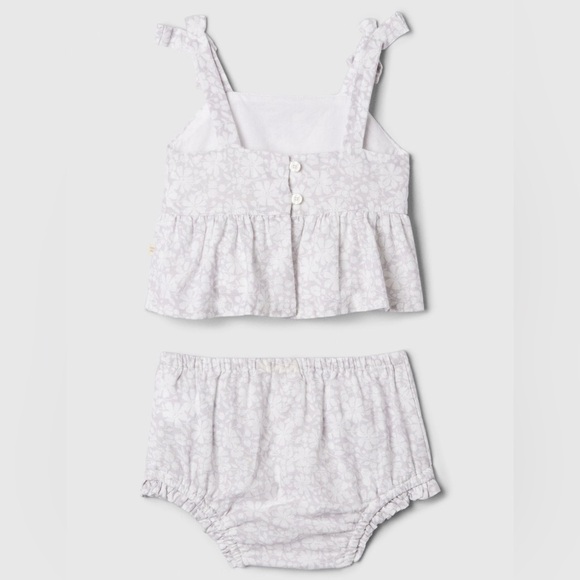 Like New Baby Gap Linen Blend Two Piece Summer Floral Outfit, 3-6 months - Picture 3 of 13